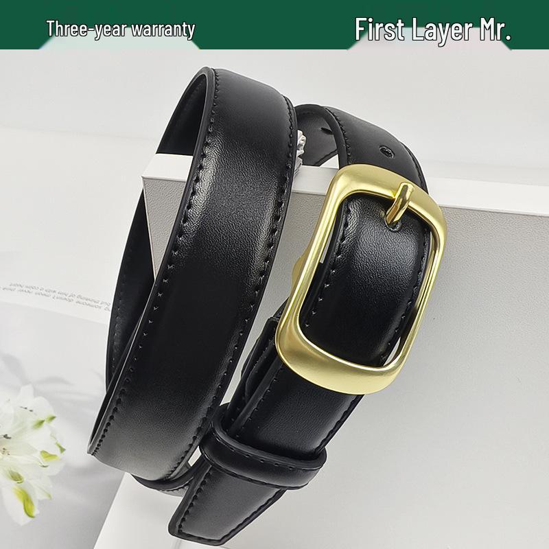 2024 Damen Echtleder Schwarz Mode Gürtel: Vielseitiger Stil für Jeans