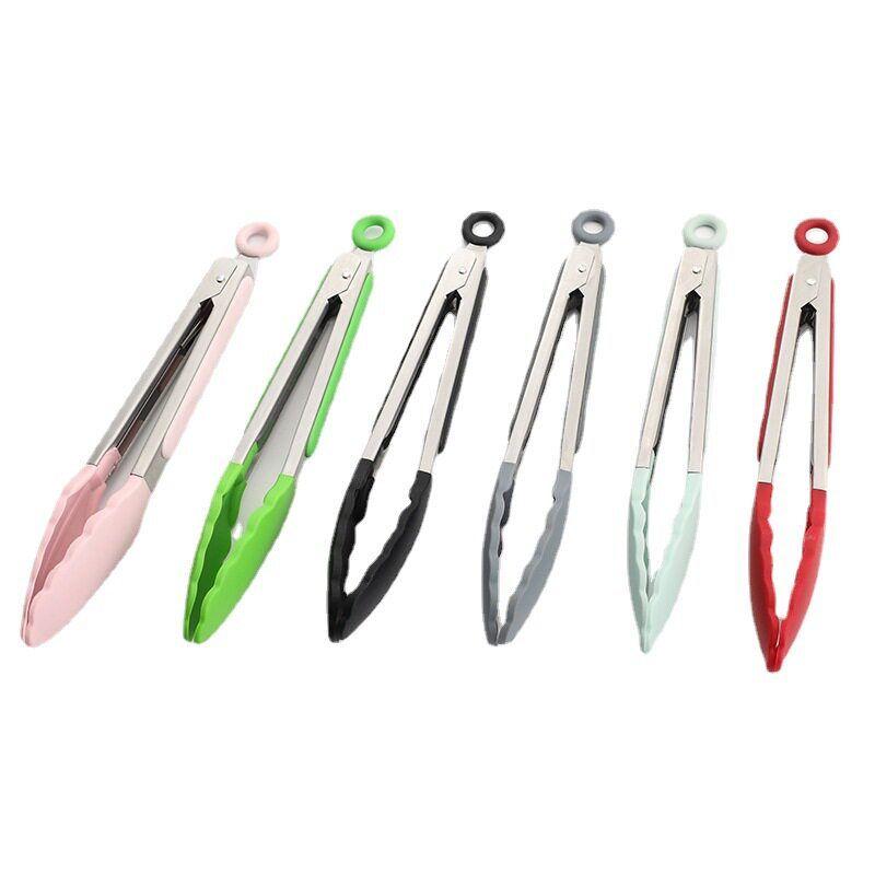 Silicone Food Tongs, Food Clips, 9inch 12inch Bbq Tongs, Bread Tongs, Heat-Resistant Stainless Steel Tongs, Barbecue Tongs