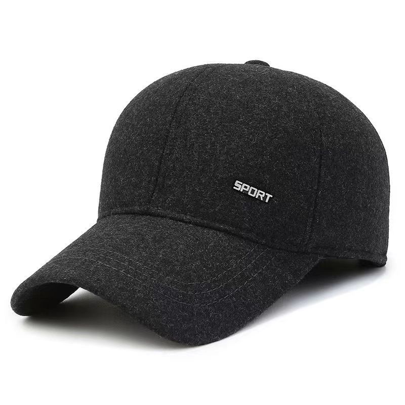 Winter Cashmere Wool Baseball Cap with Ear Protection for Warmth and Comfort