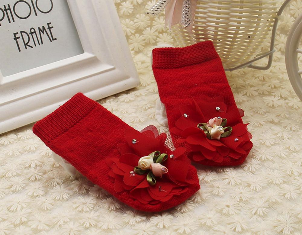 Baby Kids Girls Comfortable Floral Cute Cotton Sock Slippers Warm  Socks