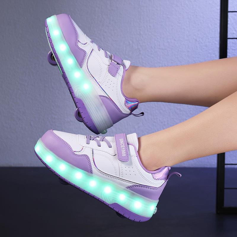 Kid's Luminous Sneaker Rubbing Shoes Children's Shoes Solid Milk Patch Charging Lamp Shoes Kids Glowing Sneakers