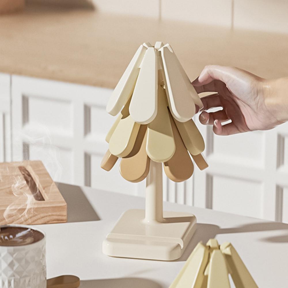 3dílné silikonové izolované tácky ve tvaru vánočního stromečku se stojanem Domácí skládací podložka proti přehřátí pro domácnost, kuchyni a večírky