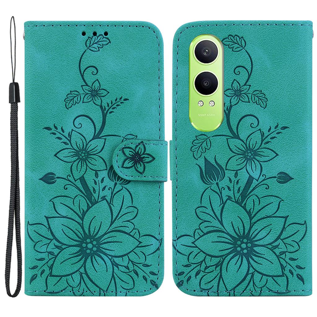For OnePlus Nord CE4 Lite 5G/Oppo K12x 5G (China) Wallet Case PU Leather Phone Cover Flower Imprinted