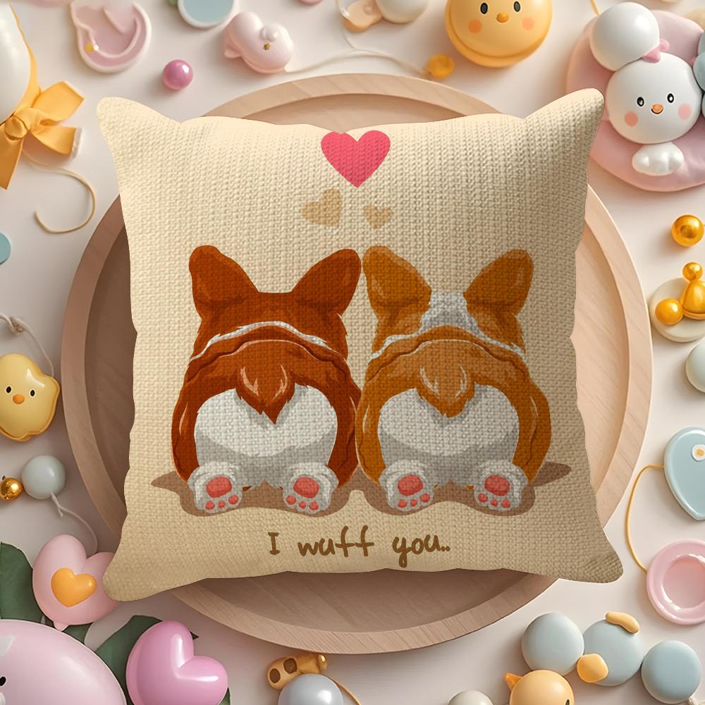 Cute Cartoon Dog Art Combination Pillow Case Pattern Printed Pillowcase for Living Room Sofa Cushion Cover & Bedroom Decor