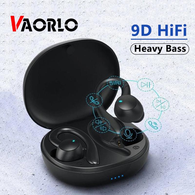 

VAORLO Тяжелый бас Беспроводные наушники Наушники Ear-Hook Наушники для спорта 9D HiFi Стерео IPX5 Водонепроницаемый шумоподавление Сенсорное управление для всех смартфонов