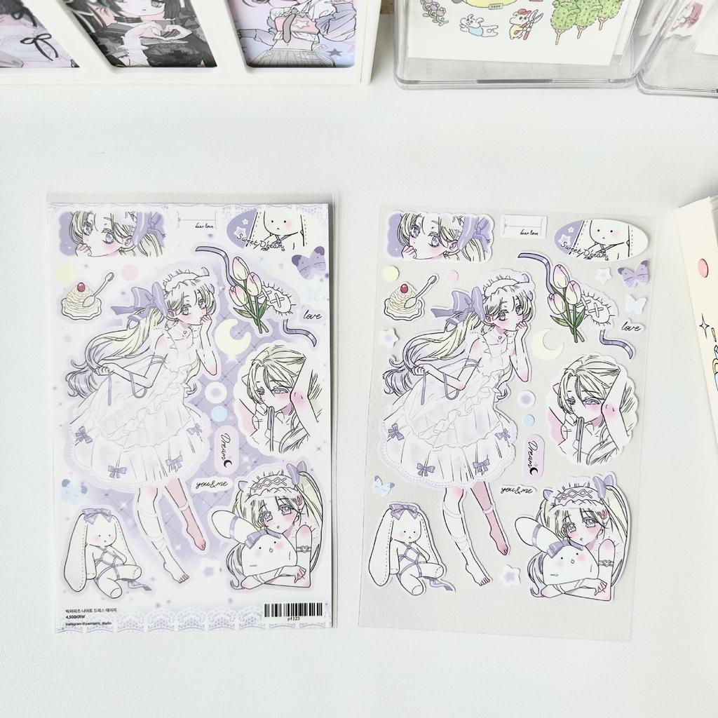 Korean Socialite Girl Character Stickers & Stylish Phone Case Journal DIY Set