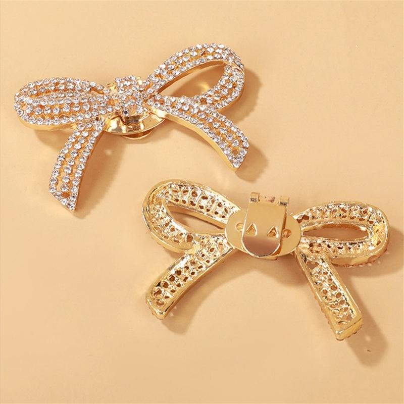 Shimmering Shoe Flower Clip Stylish Shoe Clip with Removable Gems Eye Catching Bowknot Shoe Accessory for Parties Dates