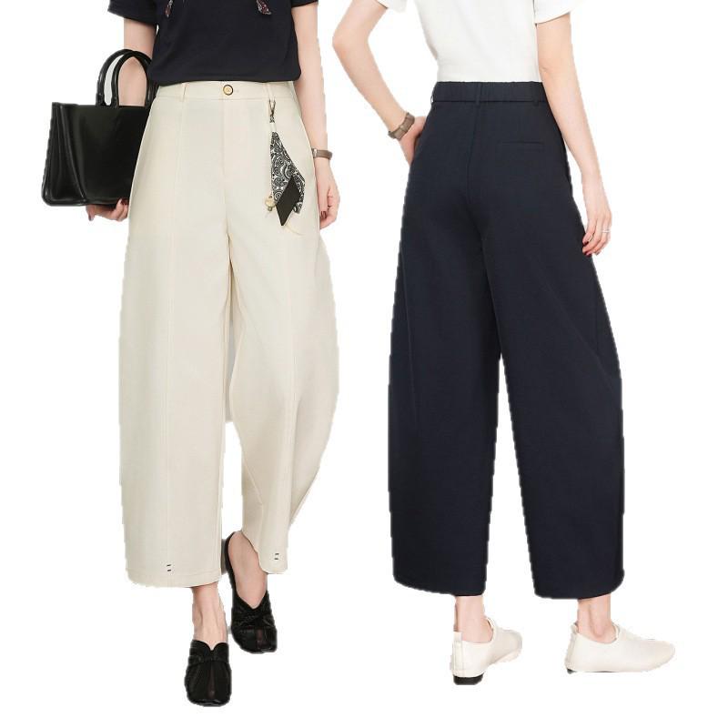 Spring Collection: Women's High-Waisted Loose Wide-Leg Cropped Pants - Slimming & Versatile for Petite Figures