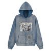 Unisex Übergroßes Used-Look Gewaschenes Kapuzen-Reißverschluss-Sweatshirt Streetwear Baumwoll-Pullover Herbst