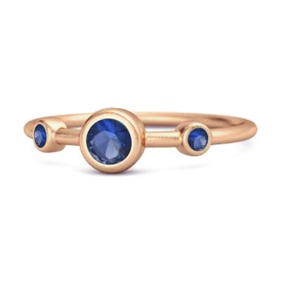 Blue Sapphire Bezel Set Ring - 925 Sterling Silver Rose Gold Vermeil
