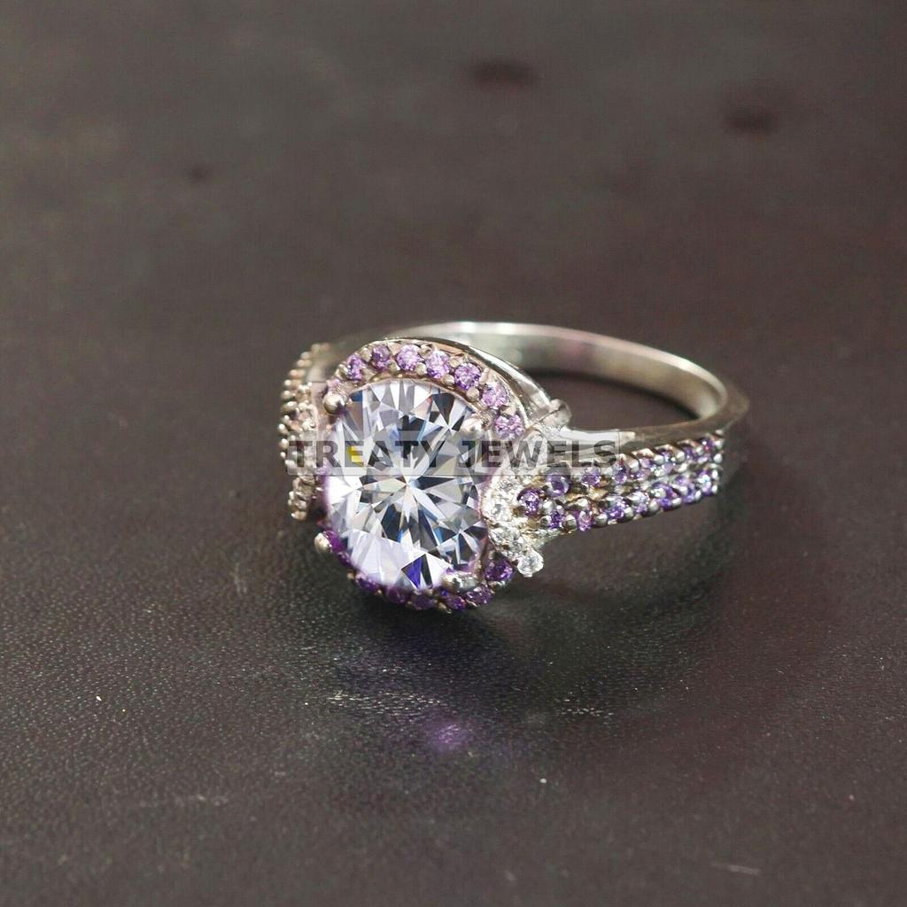 Moissanite Oval Cut Gemstone With 925 Sterling Silver Ring For Men's #B293 JL375681949004