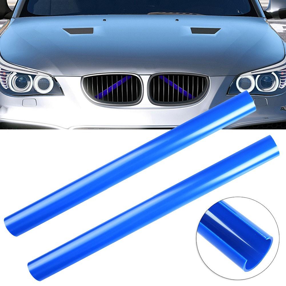 2Pcs Grille Trim Strips Bright Blue Car Decor Front