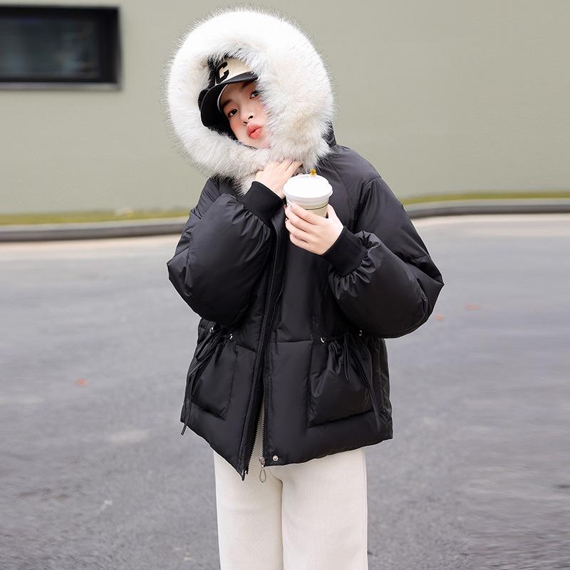 

Зима 2025 новая утолщенная литературная хлопковая одежда, хлопковая одежда, женские короткие милые куртки, куртки-пуховики с капюшоном S чёрный