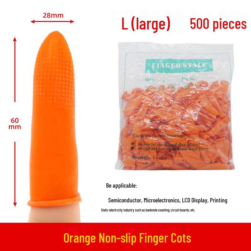 Orange Thickened Latex Finger Protectors - Disposable, Anti-Slip, Anti-Static, 500g for Beauty & Money Counting.