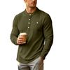 Men’s Stand-up Collar, Multi-Pocket, Breathable Knit, Loose-Fit, Stand-up Collar, Commuter-Style, Henley, Long-Sleeved