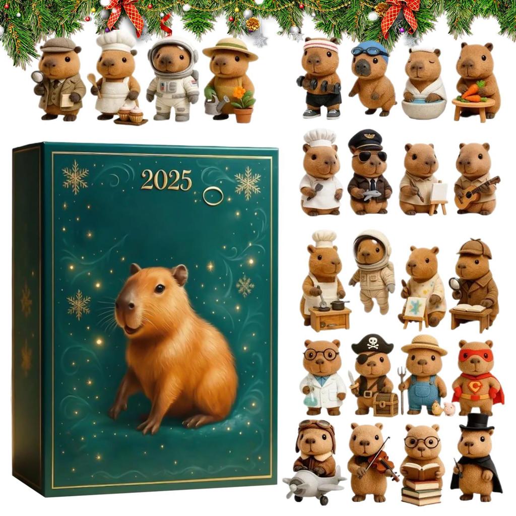 Christmas Advent 2D Acrylic Capybara Pendant 24 Days New Year Holiday Ornament Countdown Calendar for Home Christmas Tree Decor