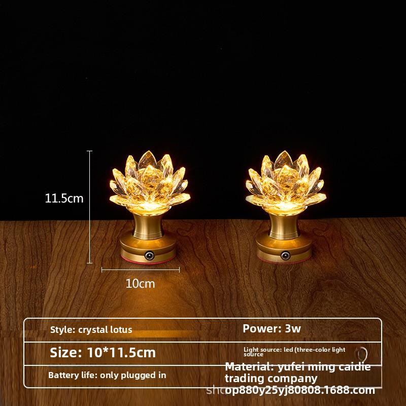 LED rechargeable crystal lotus lamp Buddha lamp long-lasting lamp Buddha lamp Buddha table lamp Buddhist temple lighting home