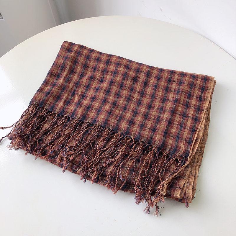 Spring/Summer Checkered Linen Women's Scarf