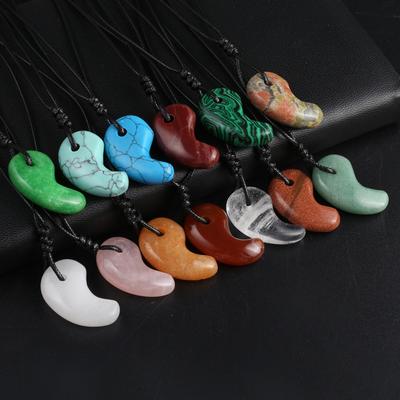 1 pieza Colgante de collar de cristal curativo Reiki Forma de coma, Energía Piedra natural Cuarzo Ágata Amatista Jade Collares de piedras preciosas para mujeres Hombres Regalos de joyería