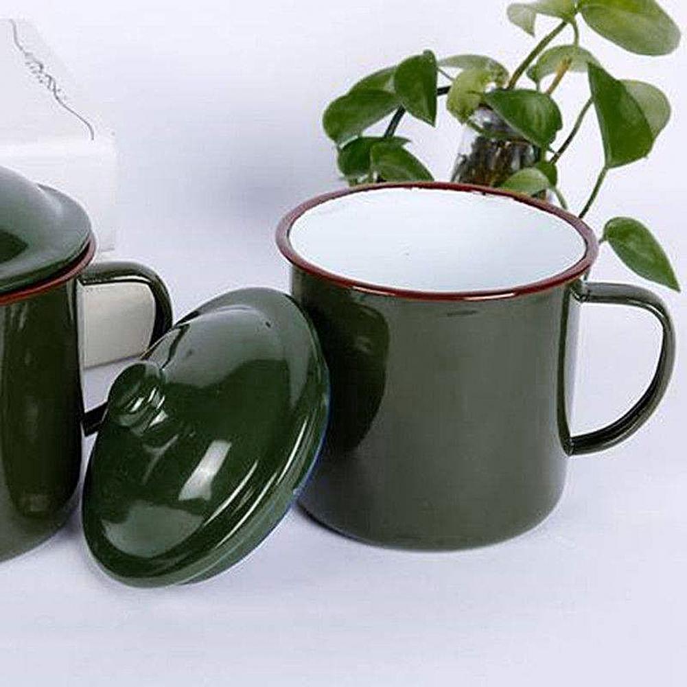 360/500/660ML Emaille Milchbecher Rostfrei Gesund Umweltfreundlich Retro Wasserbecher Mit Deckel Haushaltswaren