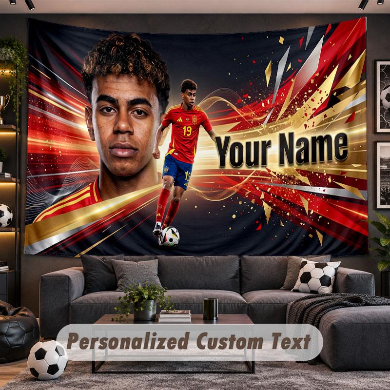 Arazzo da Appendere alla Parete Nome Personalizzato Modello Lamine Yamal Tessuto Stampato Personalizzato Decorazione Murale