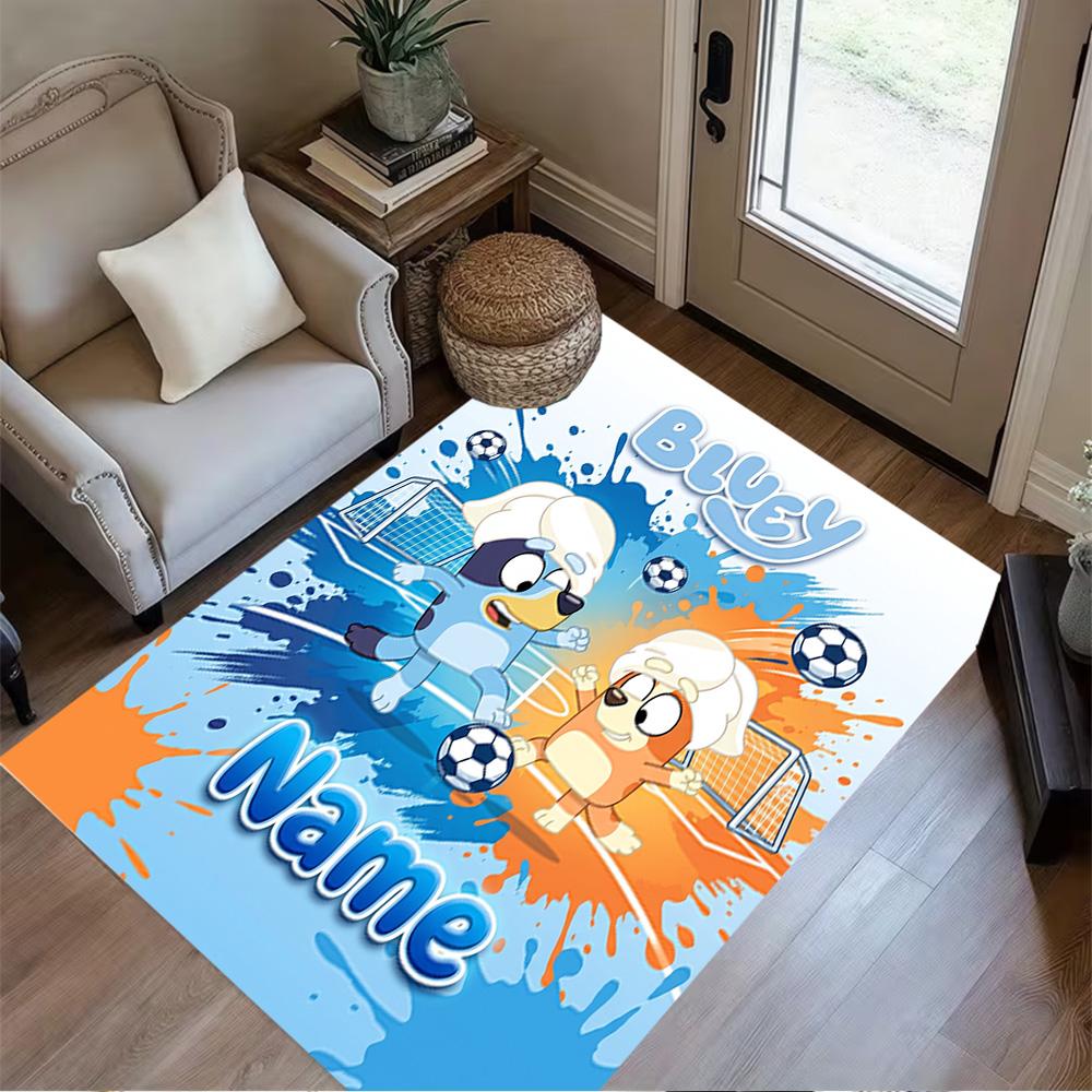 Christmas Penguins Celebration Customizable Name Floor Rug Office Rug Design for Living Rooms Dining Room Outdoor Kitchen Anti-slip Rug