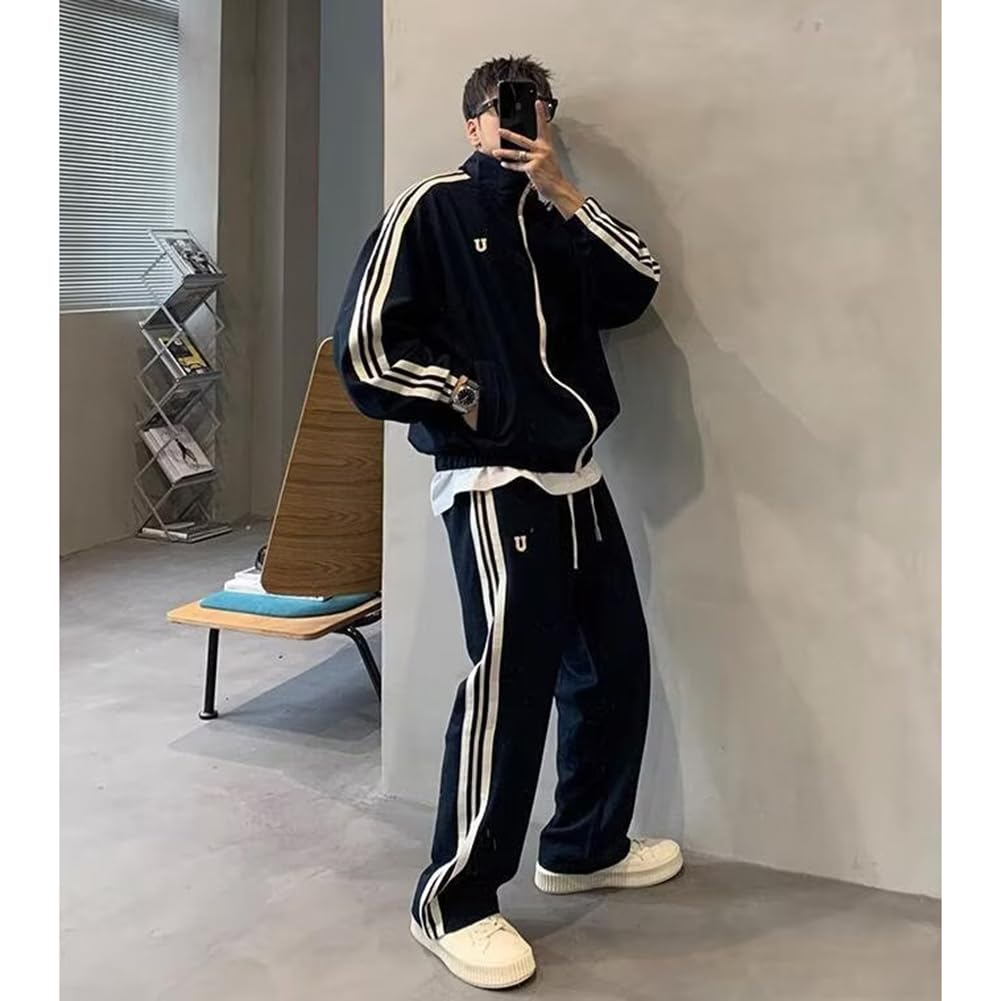 ZANBANG Tracksuit Outdoor Casual Loose Long Oversized OO81 Men's Set, Sportswear, Wear, Couples' Two-Piece Hoodie, Fit, Cool, Soft, Hooded, Sleeves,