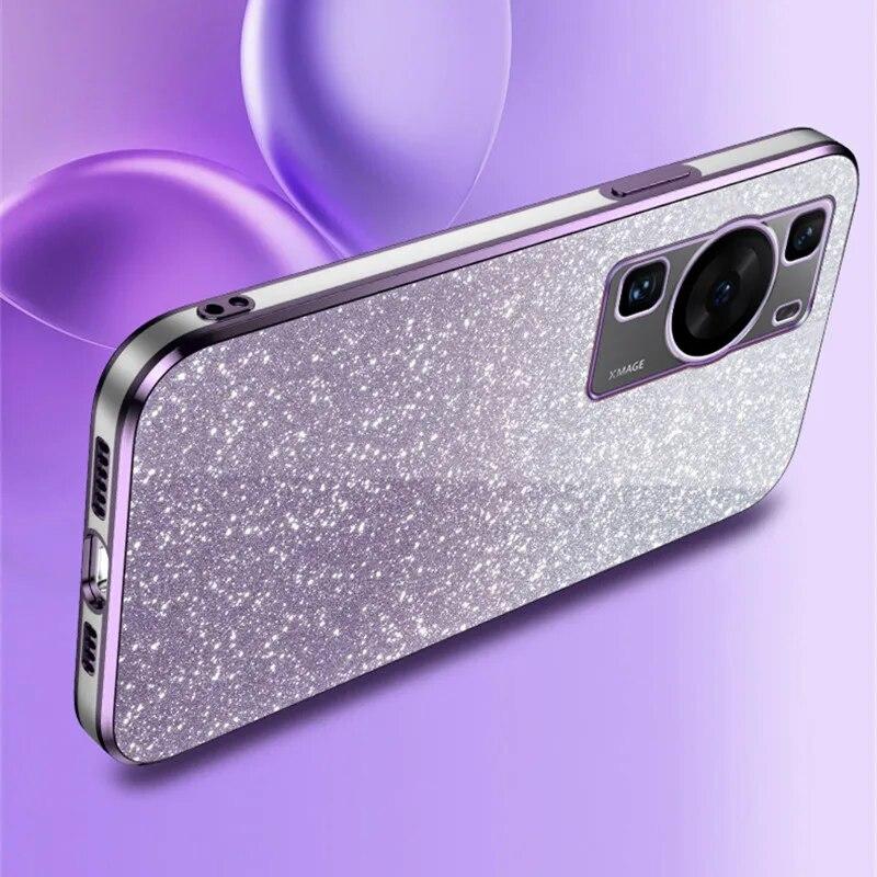 Luxury Gradient Glitter Plating Case For Huawei P60 P50 Pro P40 P30 Lite Mate 60 50 40 30 Pro P Smart 2021 Y7A Y9A Y9S Y9 2019 Silicone Back Cover