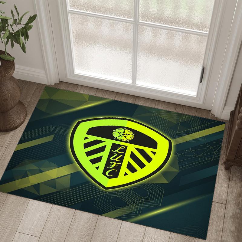 Leeds United Design Kristall Samt Teppich Gemütlich Nicht?Rutschfester Teppich mit Aufdruck für Schlafzimmer Wohnzimmer Eingang