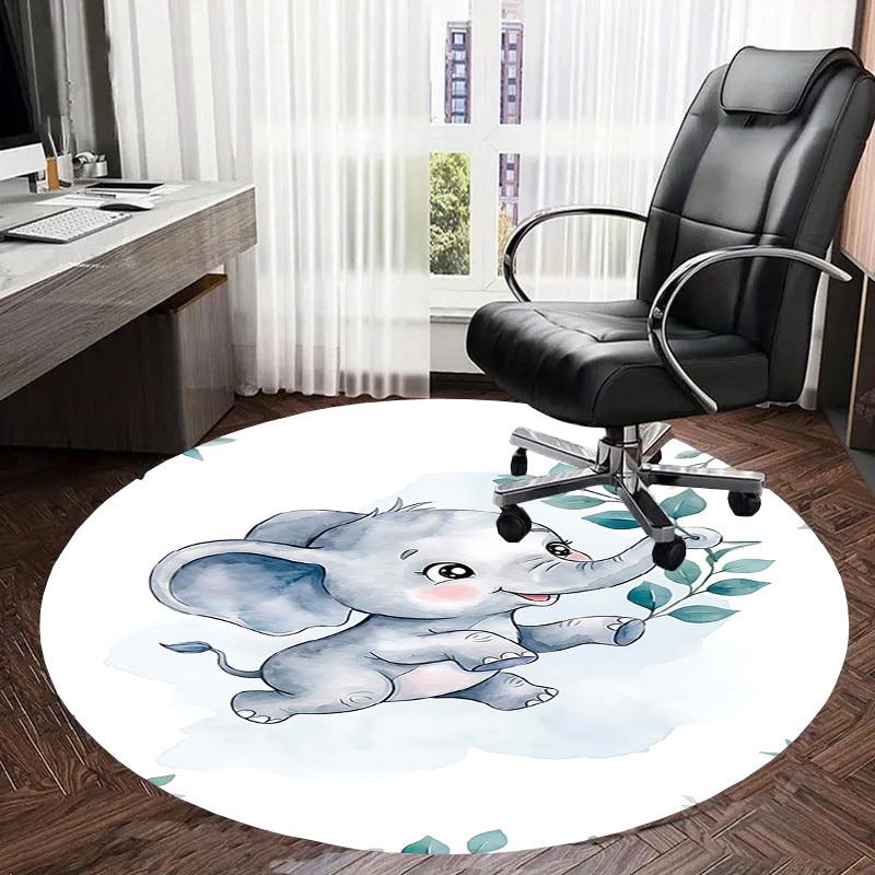 1PC Elephant Non-Slip Floor Round carpet, Office, family, bedroom, Large Area Rug Indoor Rugs, Durable PolyesterH0412