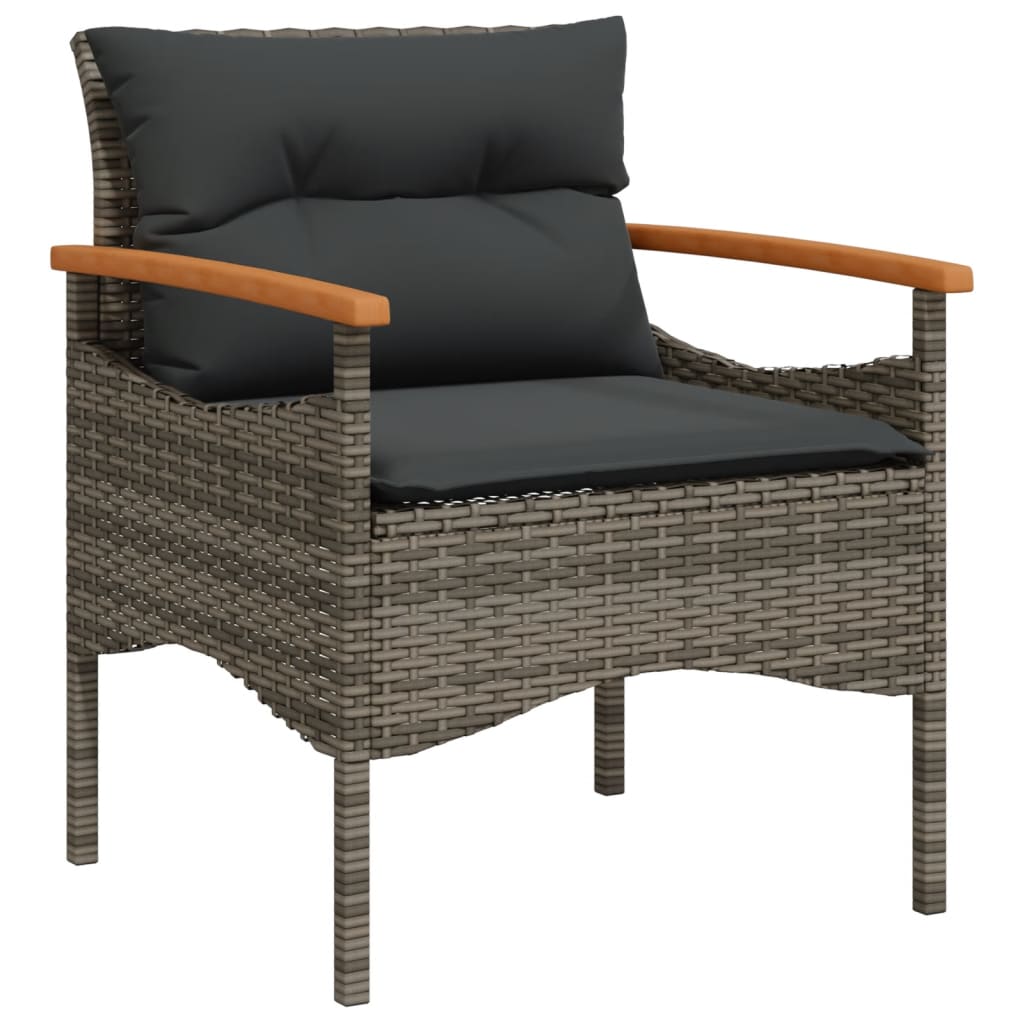 4-Cz. Garden Lounge Set, Cushions, Grey, Rattan PE