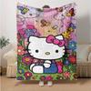 1pc Flowers and Butterflies Hello Kitty in a Colorful Garden Blanket, Soft Throw for Home Decor, Gift Idea for Family and Friend, Seasonal Use Blanket