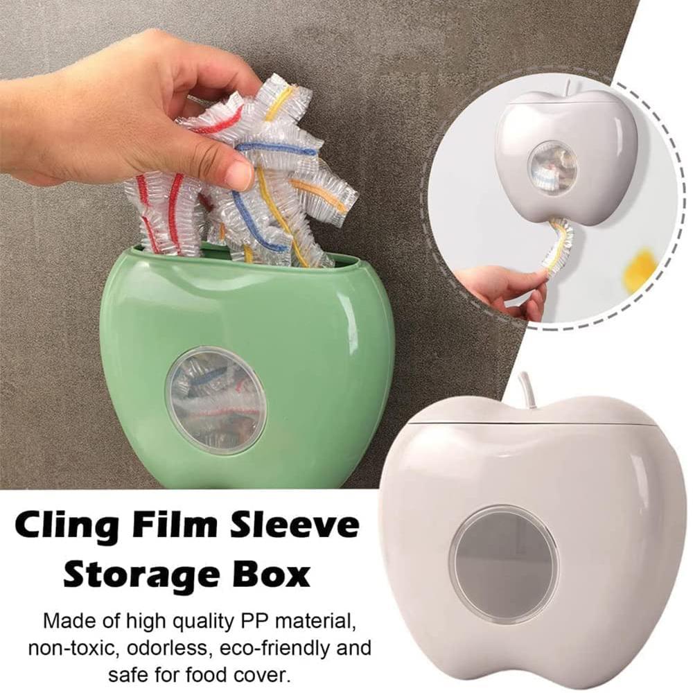 2 pcs Multi-functional Punch-Free Hanging Plastic Wrap Storage Box(Apple-Grey)