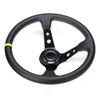 6 Civata 350mm Evrensel Derin Çanak Araba Yarışı Drifting Direksiyon Simidi PU Deri Direksiyon Simidi Derin Mısır Çanağı Spor Drifting siyah +sarı
