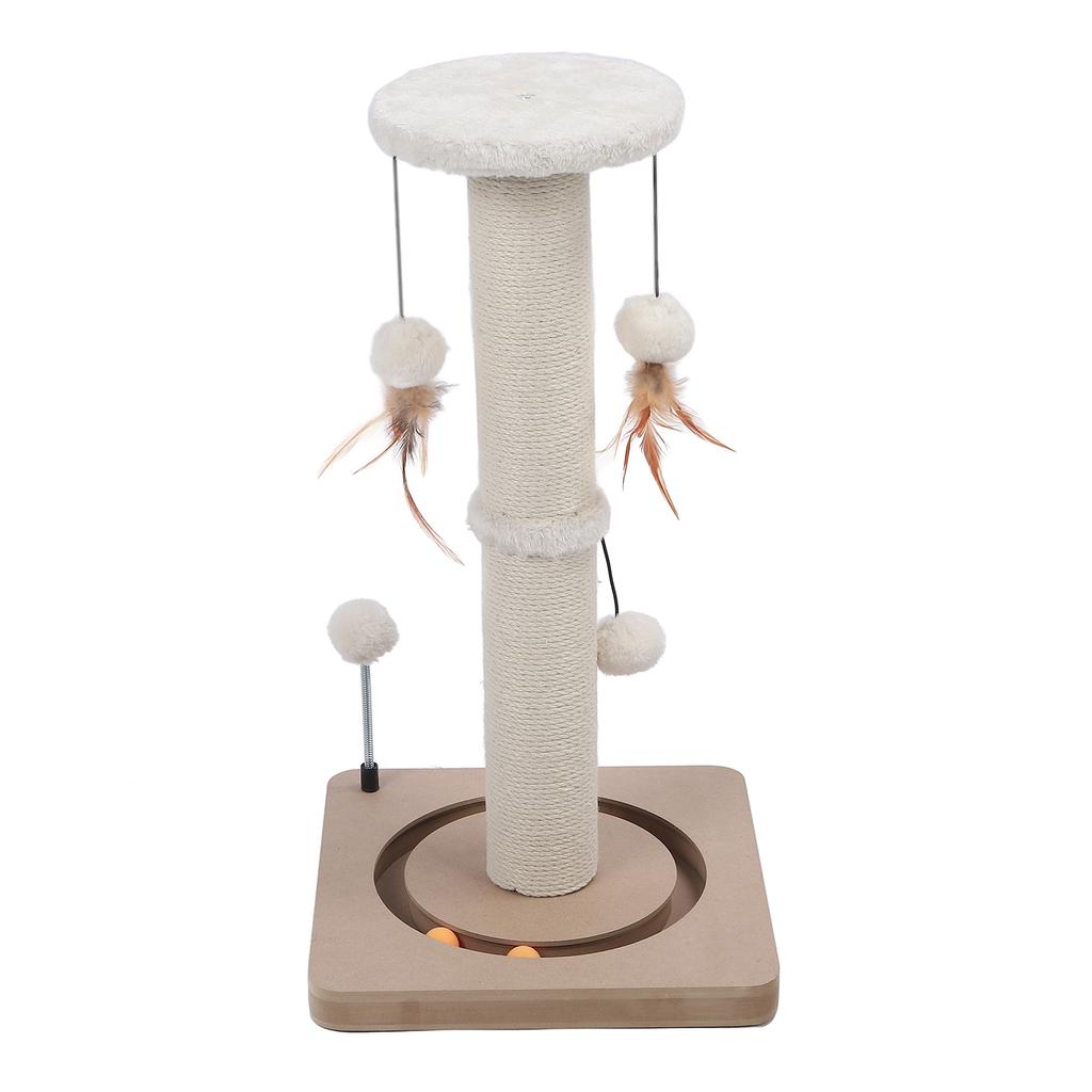 Cat Scratching Post Stable Structure Density Board Stylish Look Cat Scratcher with Ball Toy for