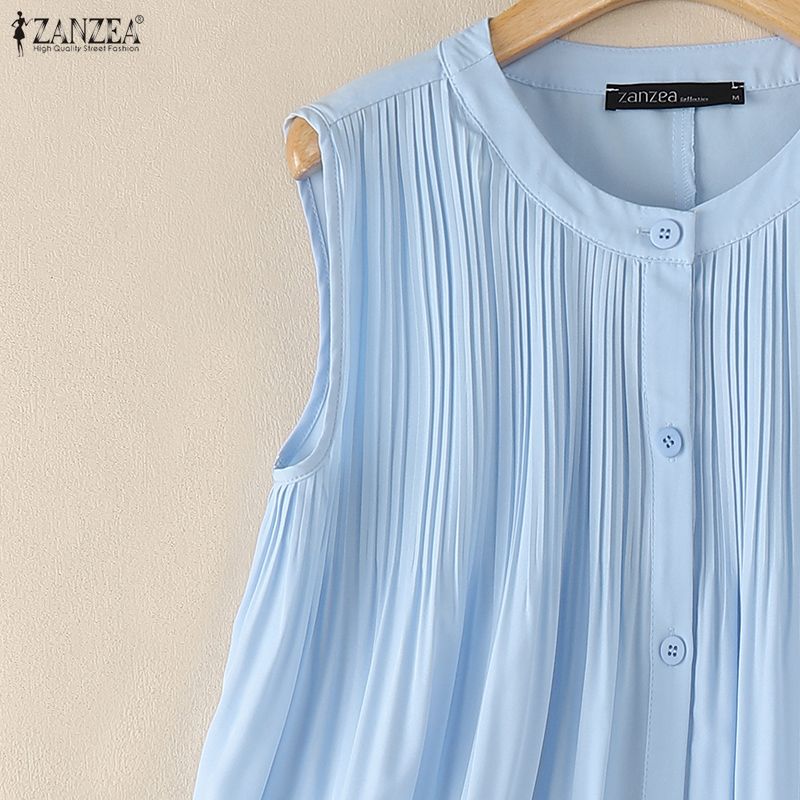 ZANZEA Women Casual Round Neck Loose Sleeveless Tank Tops