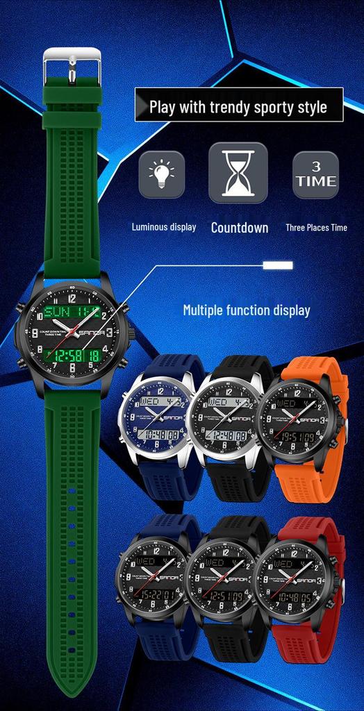SANDA Multifunctional Luminous Student Watch - Classic, Fashionable, Waterproof with Timer & Alarm.