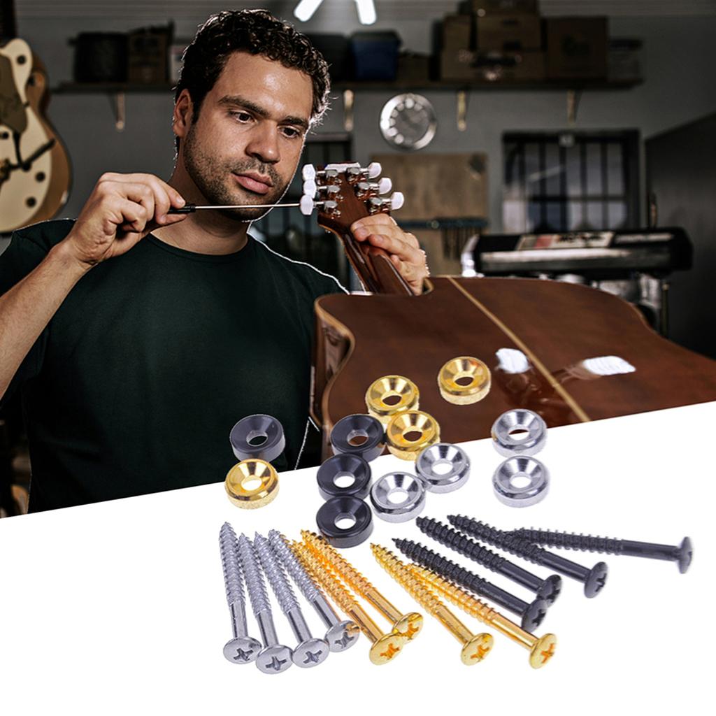 Sada 4 ks pouzder kloubů na krk kytary Šrouby pro montáž na krk kytary Pouzdra s maticemi