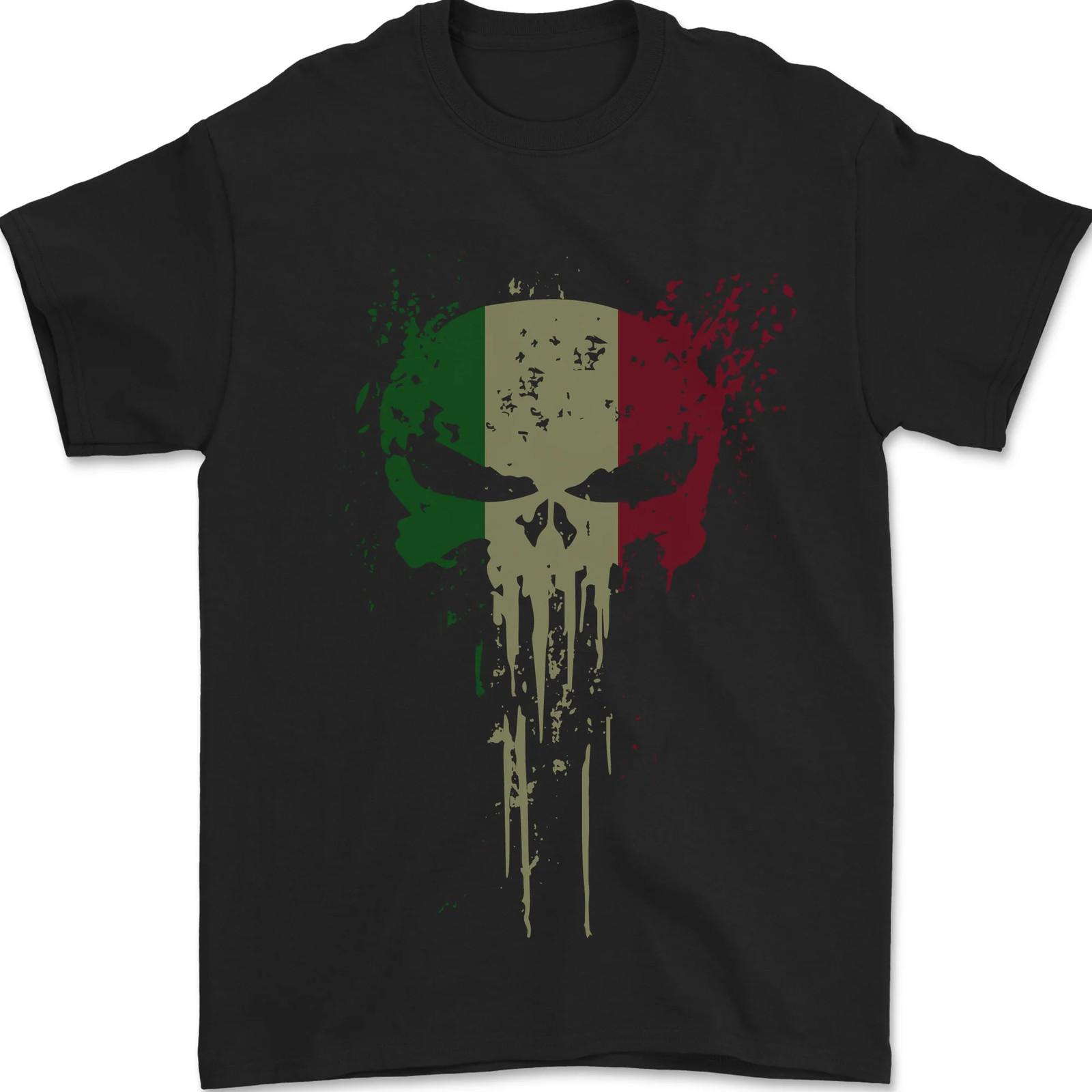 Italy Skull Gym Training Bodybuilding Mens T-Shirt 100% Cotton XL