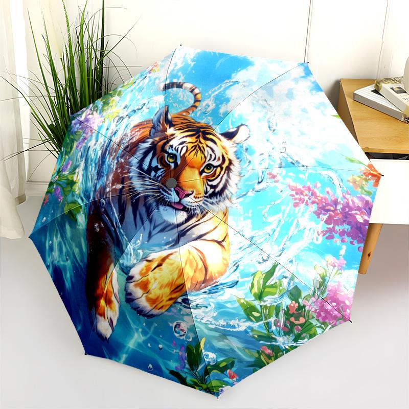 Aquatic Animals pattern, automatic folding umbrella, portable and foldable design, 8 ribs, a Christmas or birthday gift.