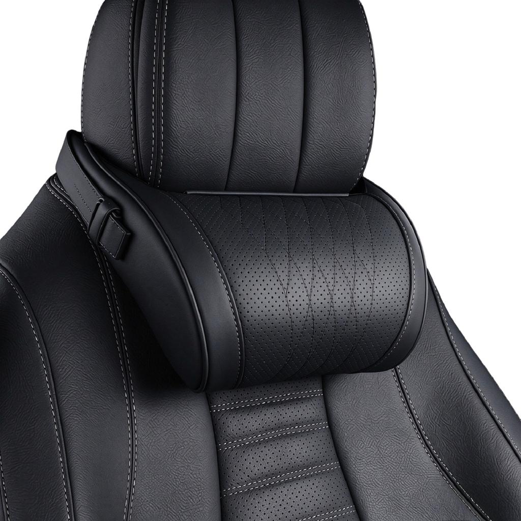 Car Headrest Neck, Leather Neck Support Cushion for Driving, Interior Accessories