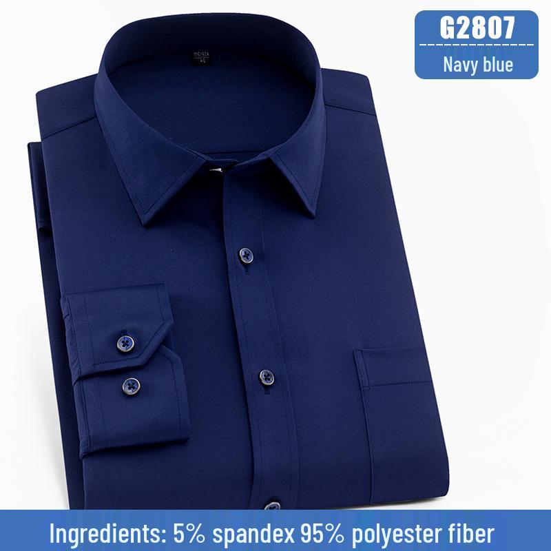 Pánská košile s dlouhým rukávem nežehlivá - Přizpůsobitelné logo, Ležérní jednobarevná pro práci a podnikání