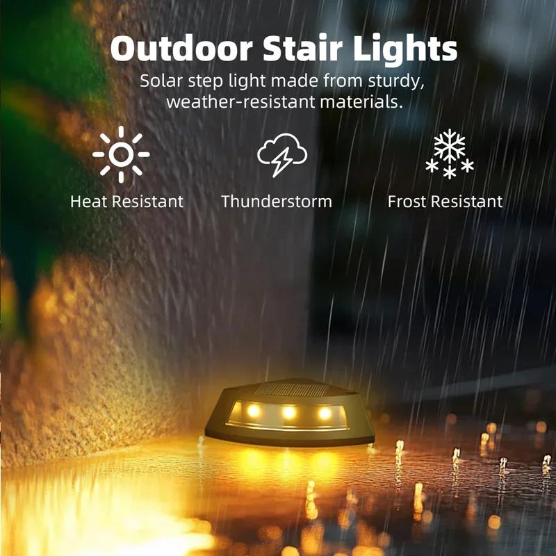 Solar Powered Step Lights Outdoor Garden Staircase Patio Walkway LED Decorative Lights Waterproof for Home Steps Outdoor Light