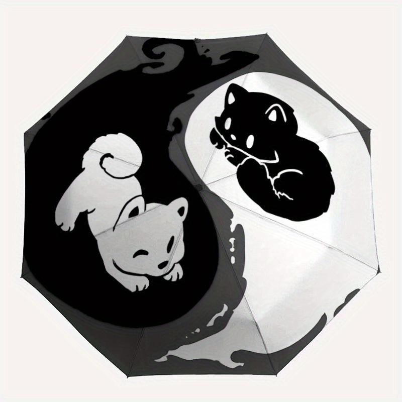 

1pc Cat Yin YangAutomatic Folding Umbrella, Portable & Foldable Design with 8 Ribs, Casual Outdoor Accessory yy250804243