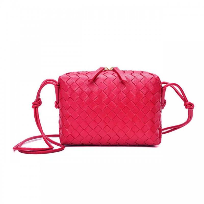 Handwoven Mini Square Crossbody Bag Women Soft PU Leather Shoulder With Zip Urban Chic Style