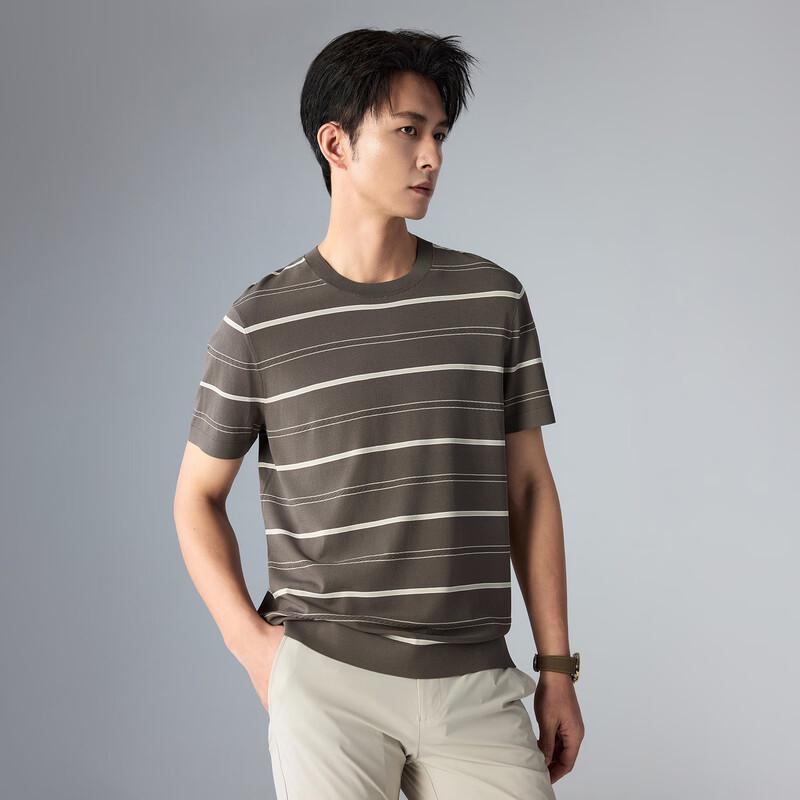 Lilang Men's Slim Fit Striped Knit T-Shirt