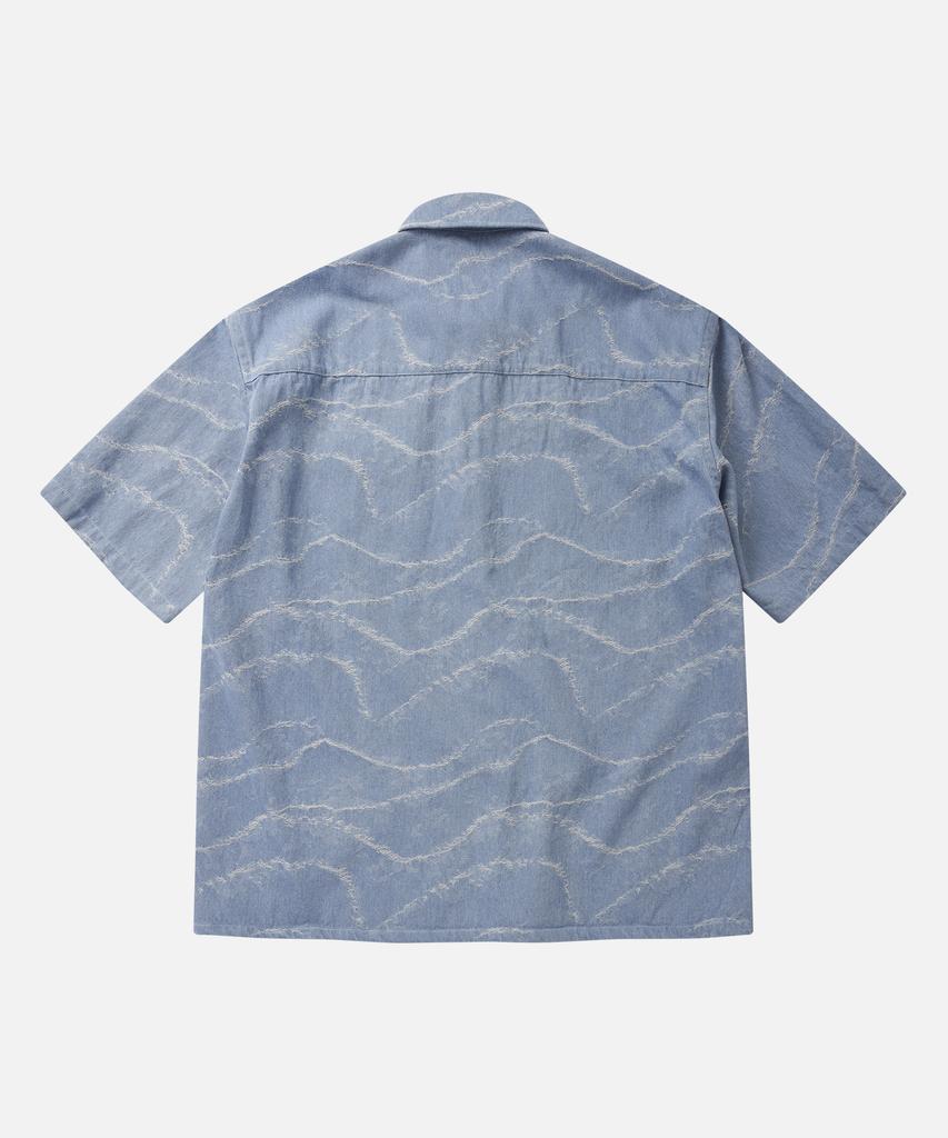 Prism Works Wave Denim Half Shirt _ Light Blue