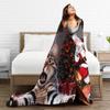 Cat Selfie with Santa Flannel Blanket Winter  Soft Bedding Throws for Kids Couch Chair Street Trend Bedspread Sofa Bed Cover