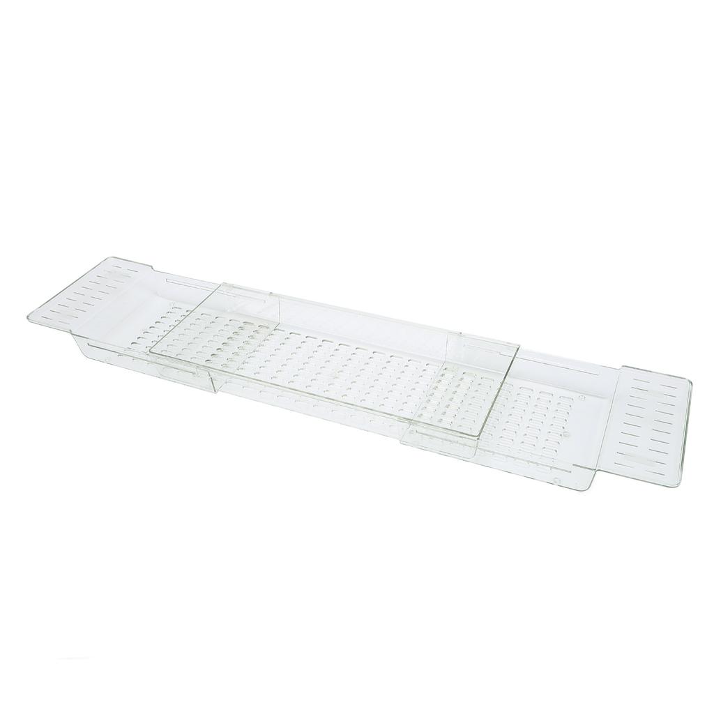 Clear Expandable Bathtub Tray PET   Water Resistant Bath Tub Tray Table for Bathroom
