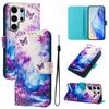 For Samsung Galaxy S25 Ultra Case Pattern Printing Wallet Phone Cover with Strap